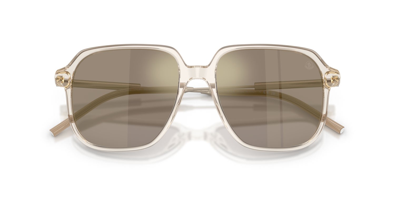 Sunglasses Moncler Cylin ME 6010 (30035A) color burro lucido trasparente shape aviator lenses mirror brown gold