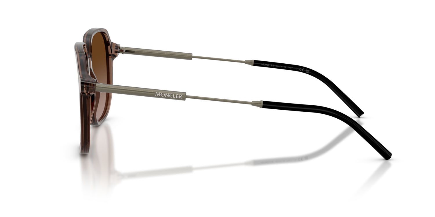 Occhiali da sole Moncler Cylin ME 6010 (301813) colore marrone trasparente lucido forma aviator lenti marrone sfumato