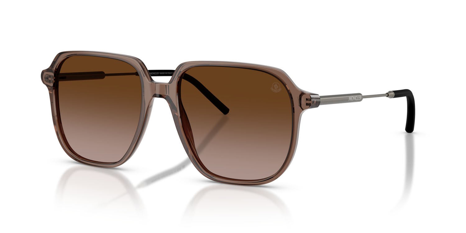 Occhiali da sole Moncler Cylin ME 6010 (301813) colore marrone trasparente lucido forma aviator lenti marrone sfumato