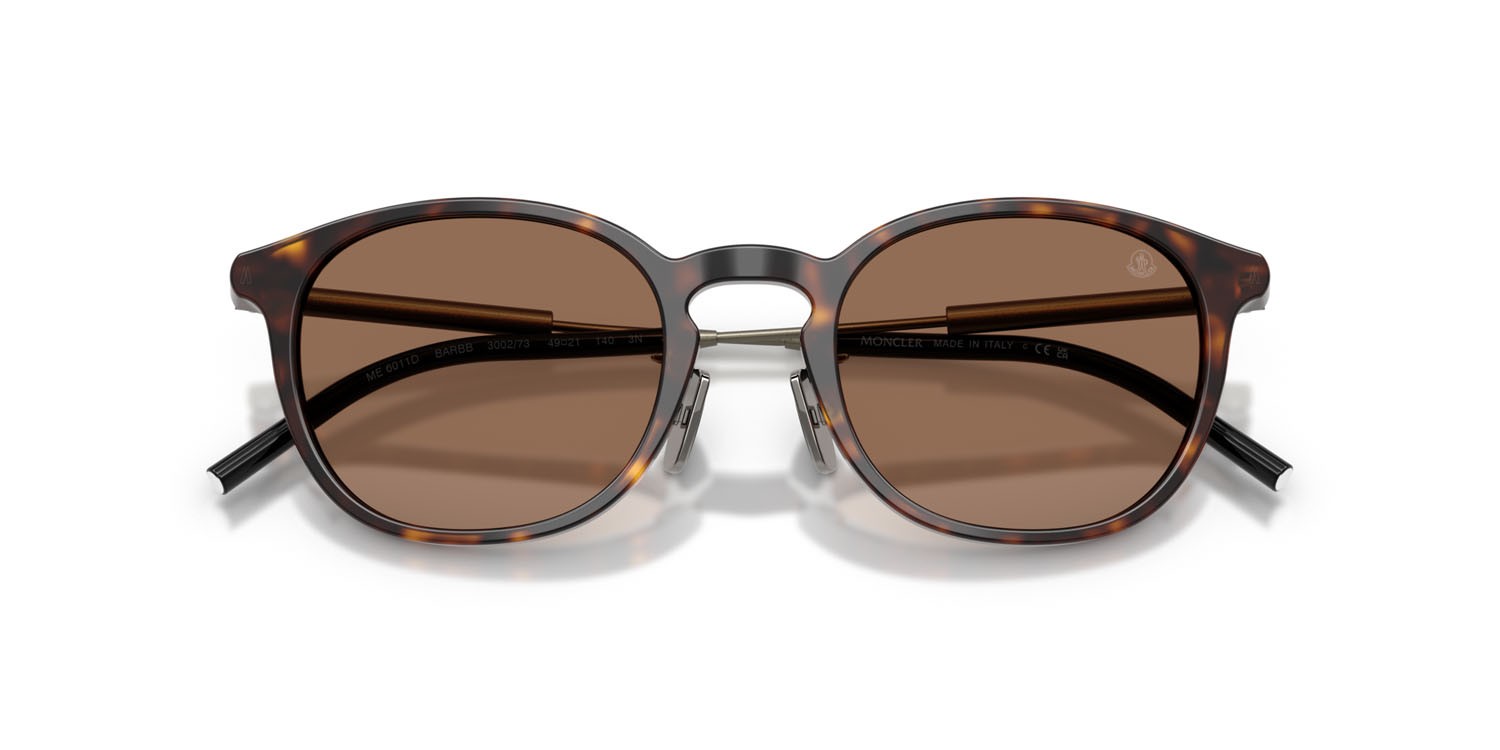 Occhiali da sole Moncler Barbb ME 6011D (300273) colore havana lucido forma rotondo lenti marrone tinta unita
