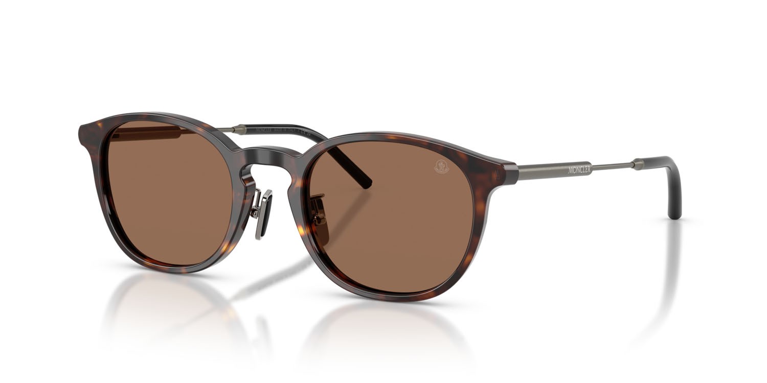 Occhiali da sole Moncler Barbb ME 6011D (300273) colore havana lucido forma rotondo lenti marrone tinta unita
