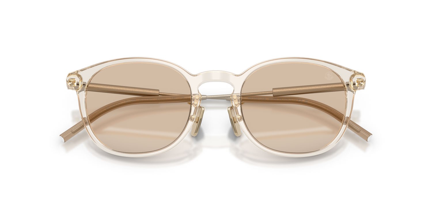Occhiali da sole Moncler Barbb ME 6011D (300393) colore burro lucido trasparente forma rotondo lenti marrone chiaro tinta unita