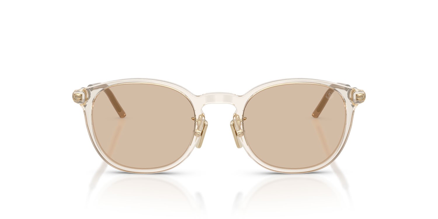 Occhiali da sole Moncler Barbb ME 6011D (300393) colore burro lucido trasparente forma rotondo lenti marrone chiaro tinta unita