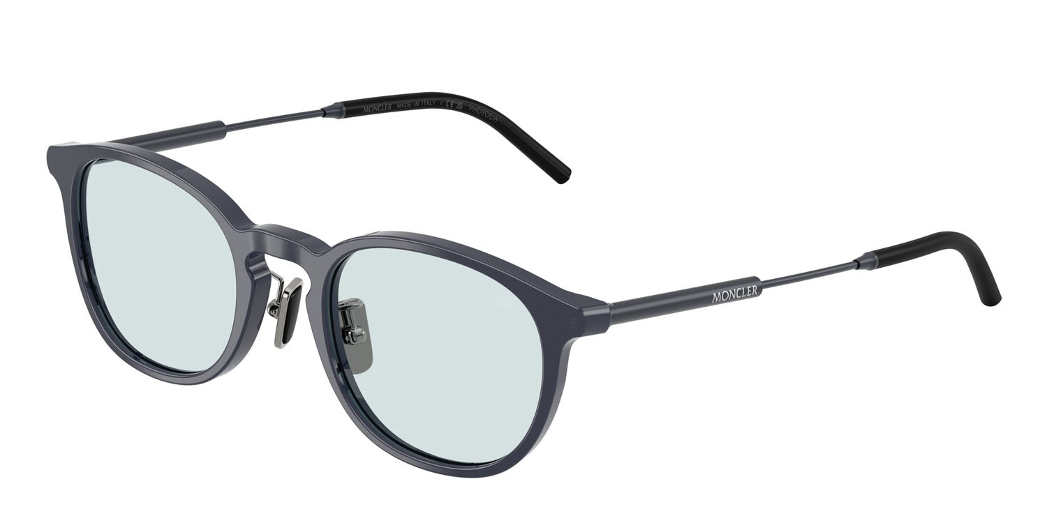 Occhiali da sole Moncler Barbb ME 6011D (301T72) colore blu scuro brillante forma rotondo lenti transition blu scuro tinta unita