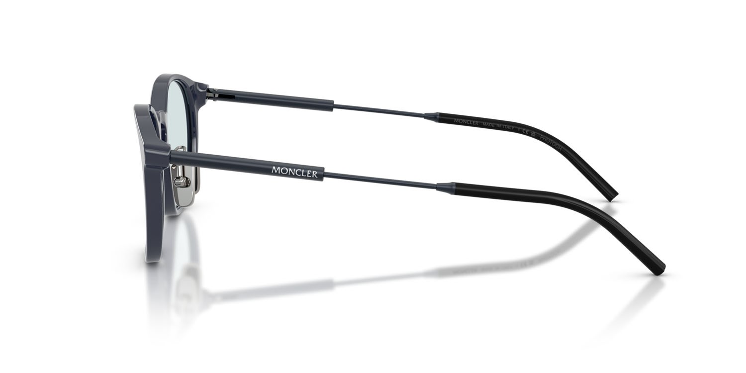 Occhiali da sole Moncler Barbb ME 6011D (301T72) colore blu scuro brillante forma rotondo lenti transition blu scuro tinta unita