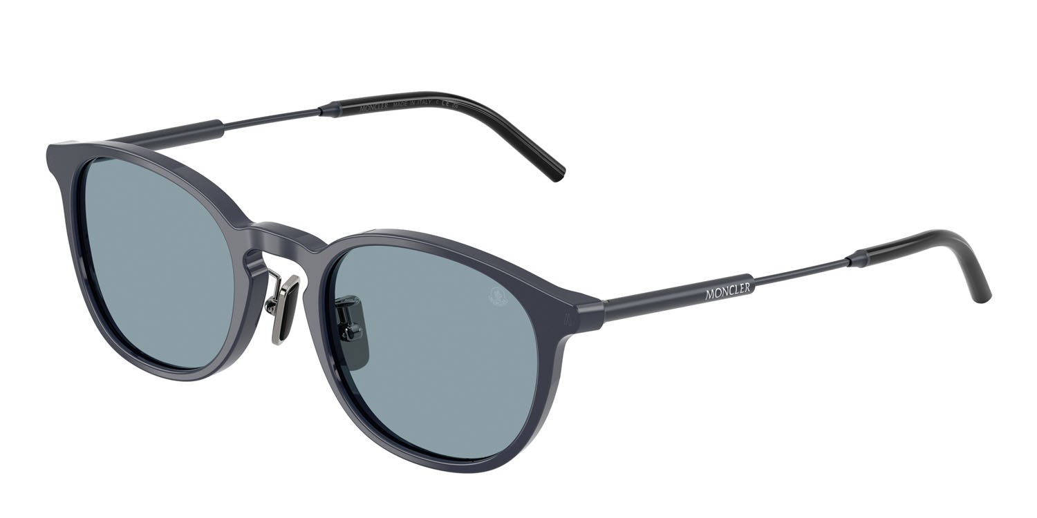 Sunglasses Moncler Barbb ME 6011D (302072) color blu scuro brillante shape round lenses blu tinta unita