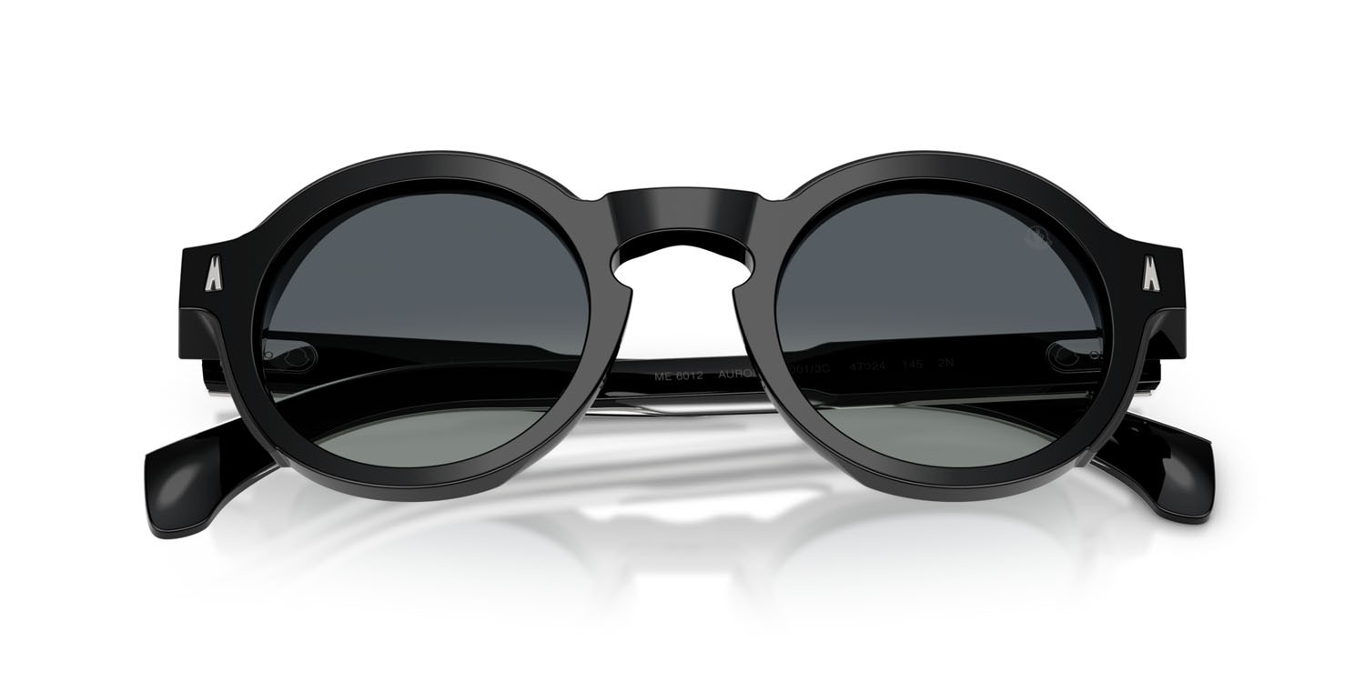 Occhiali da sole Moncler Aurone ME 6012 (30013C) colore nero lucido forma rotondo lenti grigio sfumato
