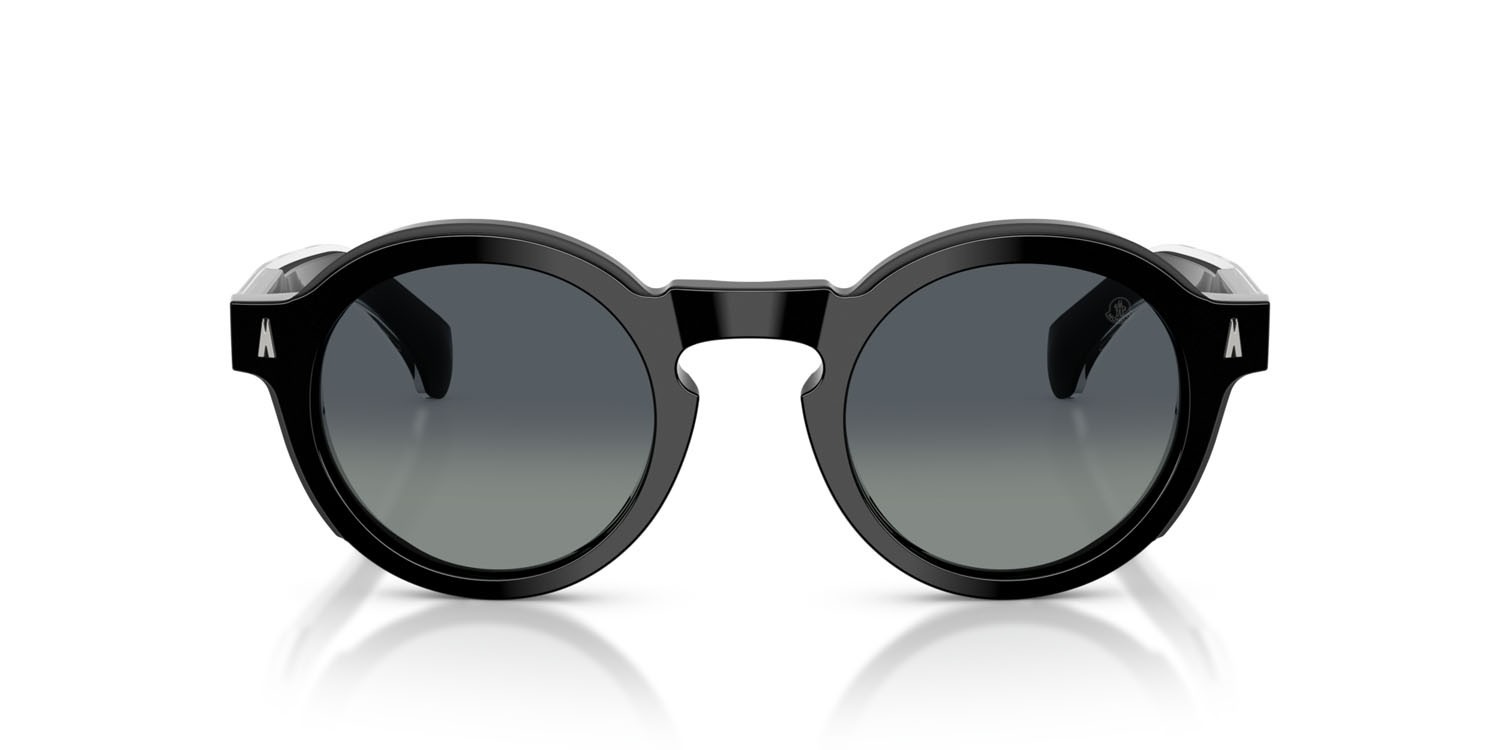 Occhiali da sole Moncler Aurone ME 6012 (30013C) colore nero lucido forma rotondo lenti grigio sfumato
