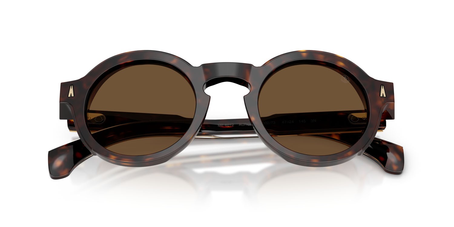 Occhiali da sole Moncler Aurone ME 6012 (300273) colore havana scuro lucido forma rotondo lenti marrone tinta unita