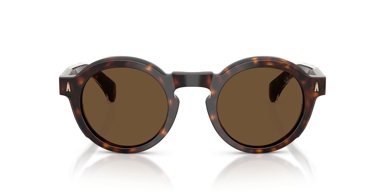 Occhiali da sole Moncler Aurone ME 6012 (300273) colore havana scuro lucido forma rotondo lenti marrone tinta unita