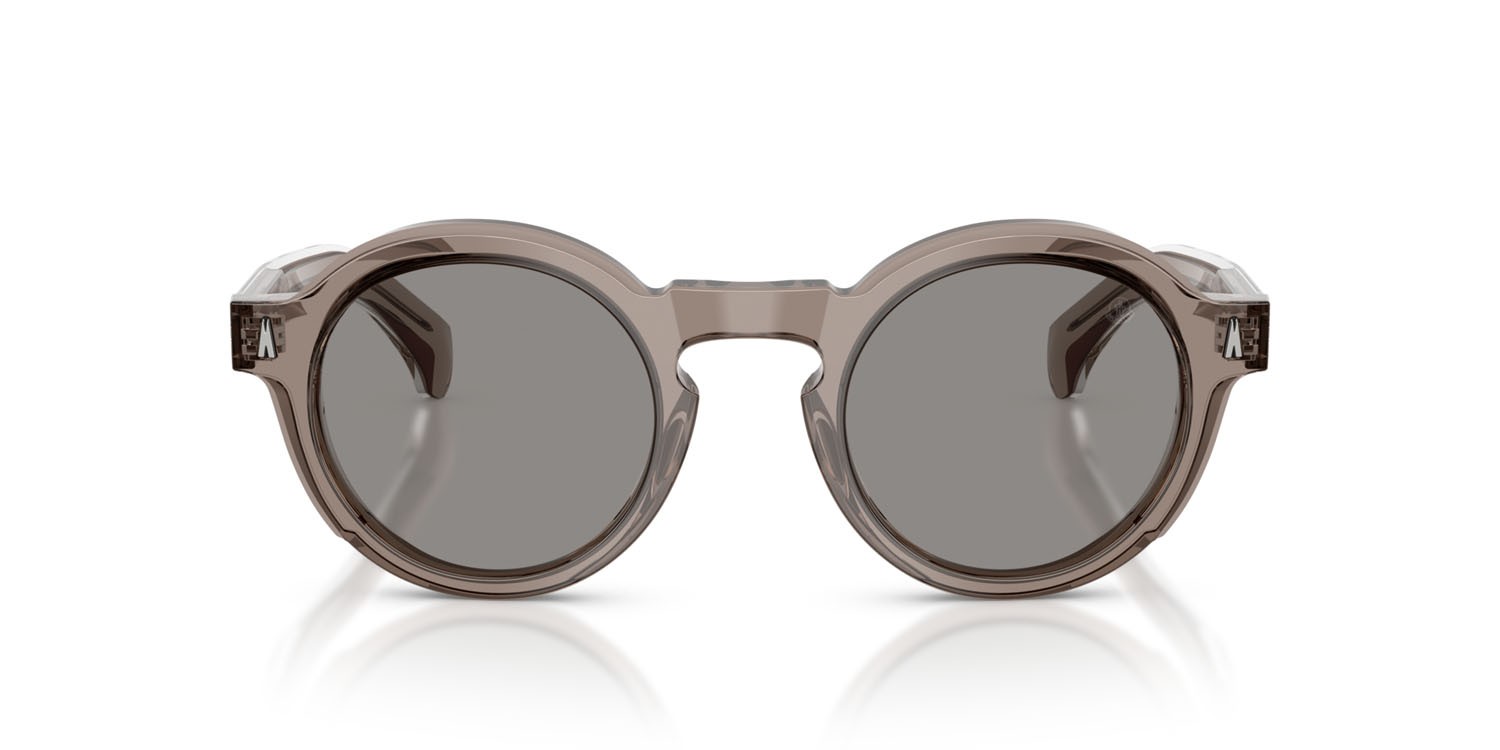 Sunglasses Moncler Aurone ME 6012 (300987) color grigio lucido trasparente shape round lenses grigio tinta unita