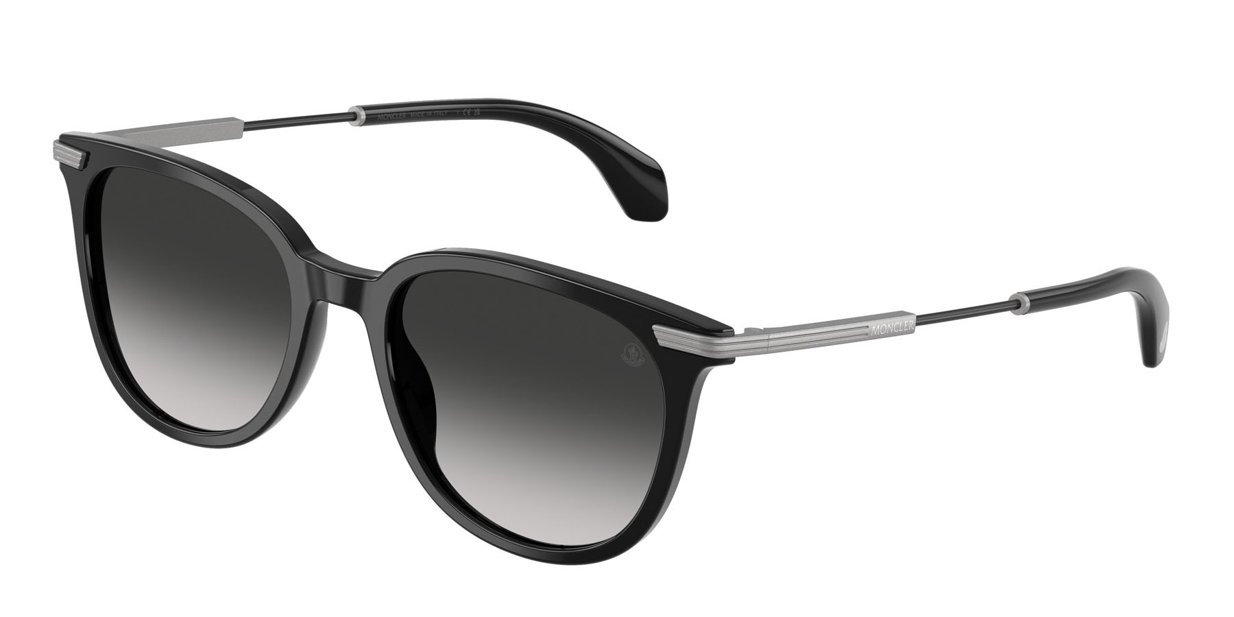 Occhiali da sole Moncler Korra ME 6013 (30013C) colore nero lucido forma ovale lenti grigio scuro sfumato