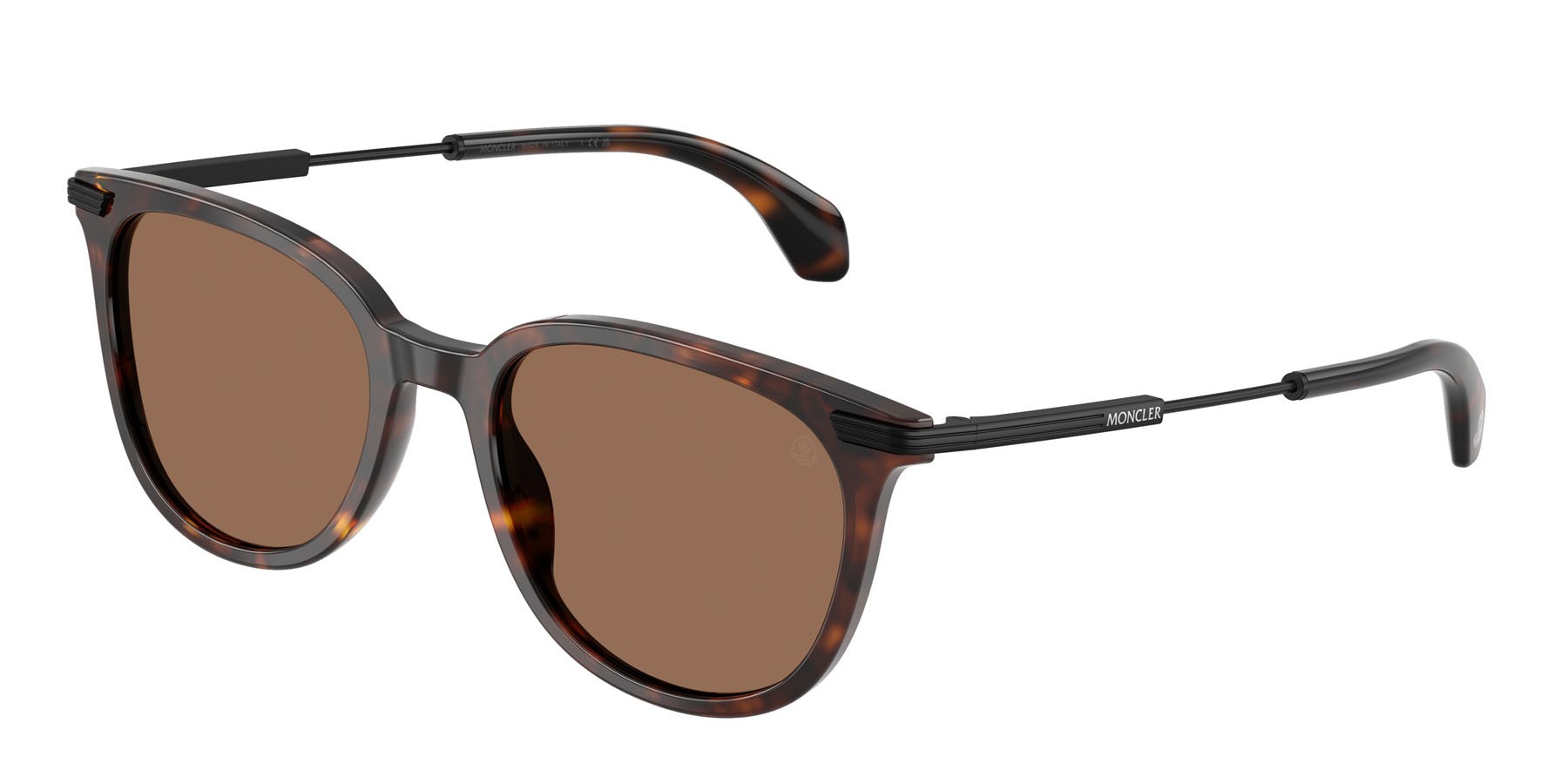 Sunglasses Moncler Korra ME 6013 (300273) color havana lucido shape oval lenses marrone tinta unita