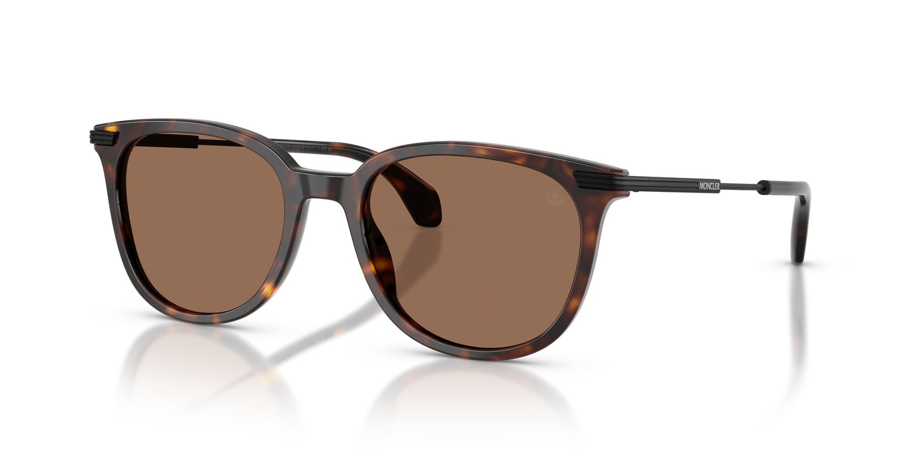 Sunglasses Moncler Korra ME 6013 (300273) color havana lucido shape oval lenses marrone tinta unita