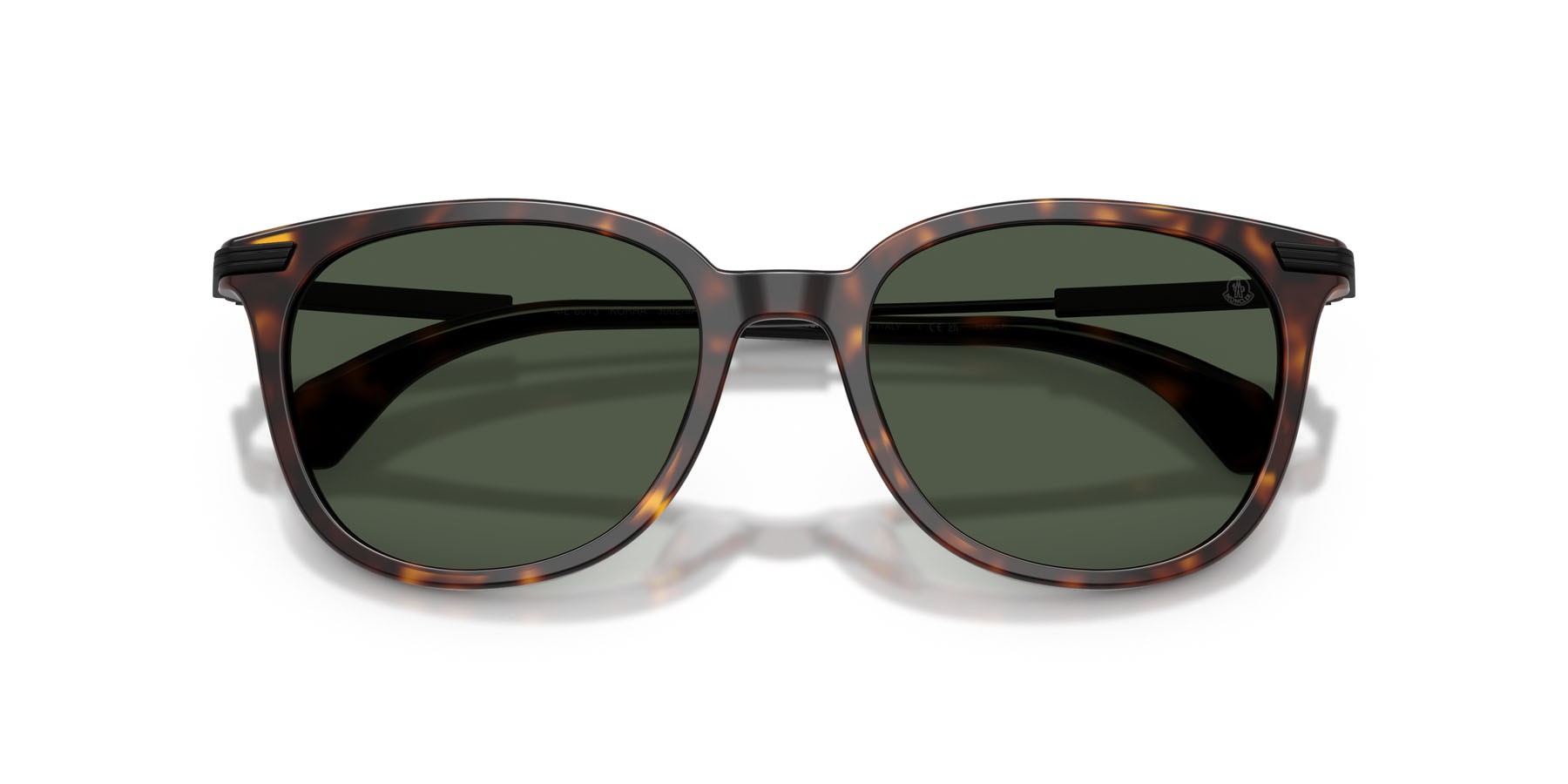 Occhiali da sole Moncler Korra ME 6013 (30029A) colore havana lucido forma ovale lenti polar solid green