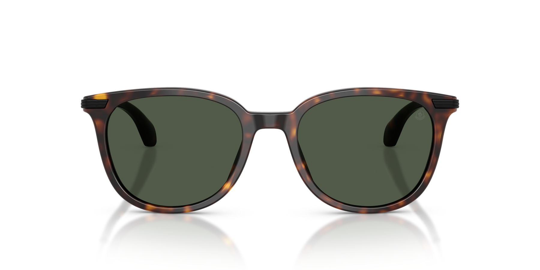 Occhiali da sole Moncler Korra ME 6013 (30029A) colore havana lucido forma ovale lenti polar solid green