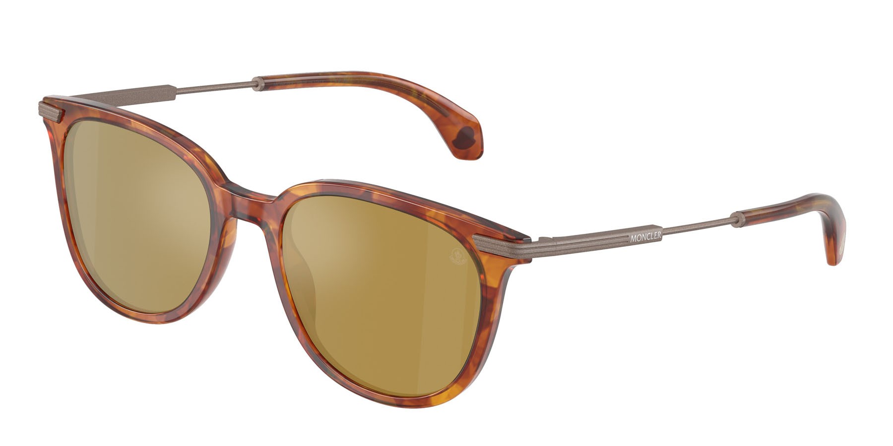 Occhiali da sole Moncler Korra ME 6013 (300475) colore marrone tartarugato brillante forma ovale lenti mirror olive