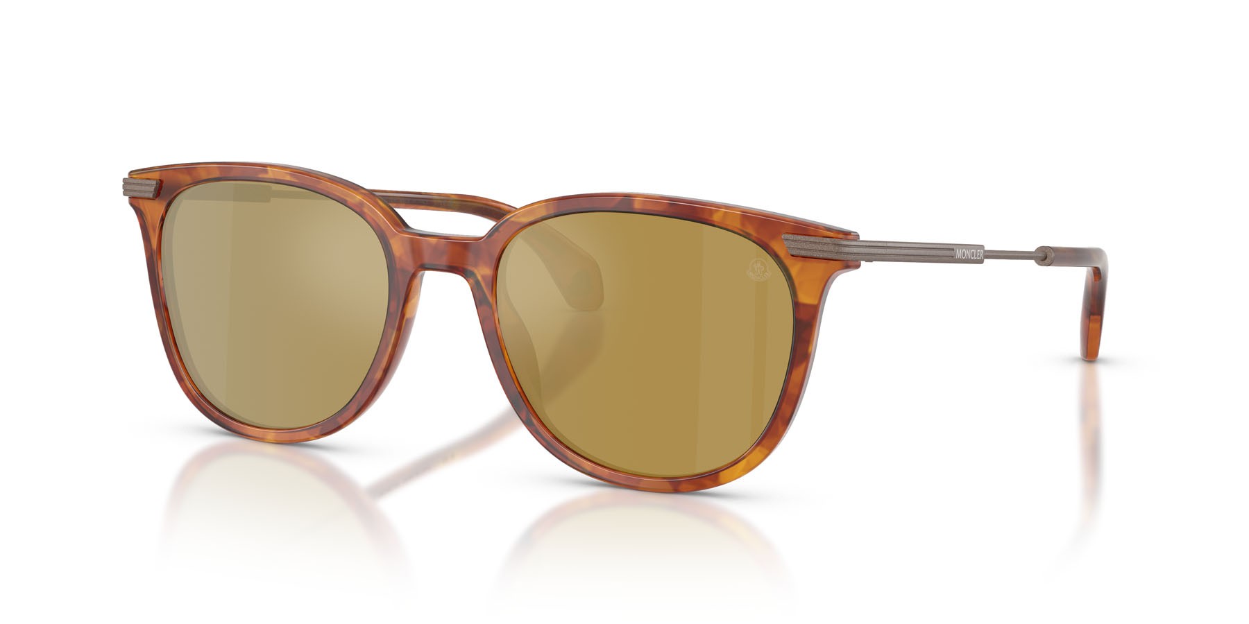 Occhiali da sole Moncler Korra ME 6013 (300475) colore marrone tartarugato brillante forma ovale lenti mirror olive