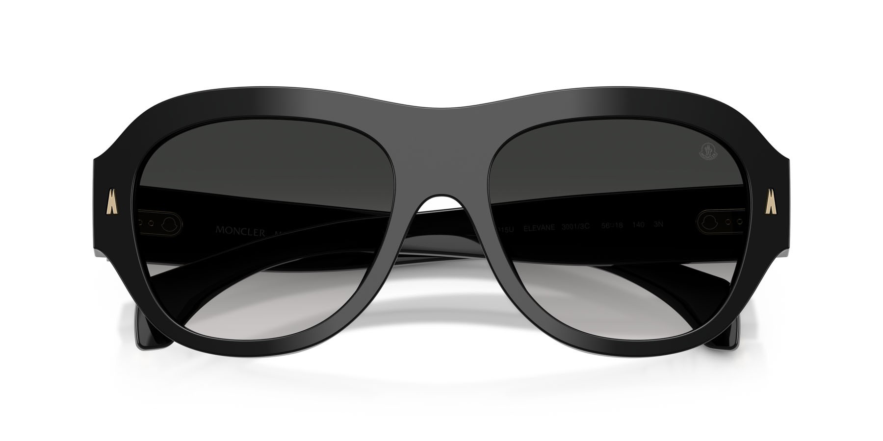 Occhiali da sole Moncler Elevane ME 6015U (30013C) colore nero lucido forma irregolare lenti dark gradient grey