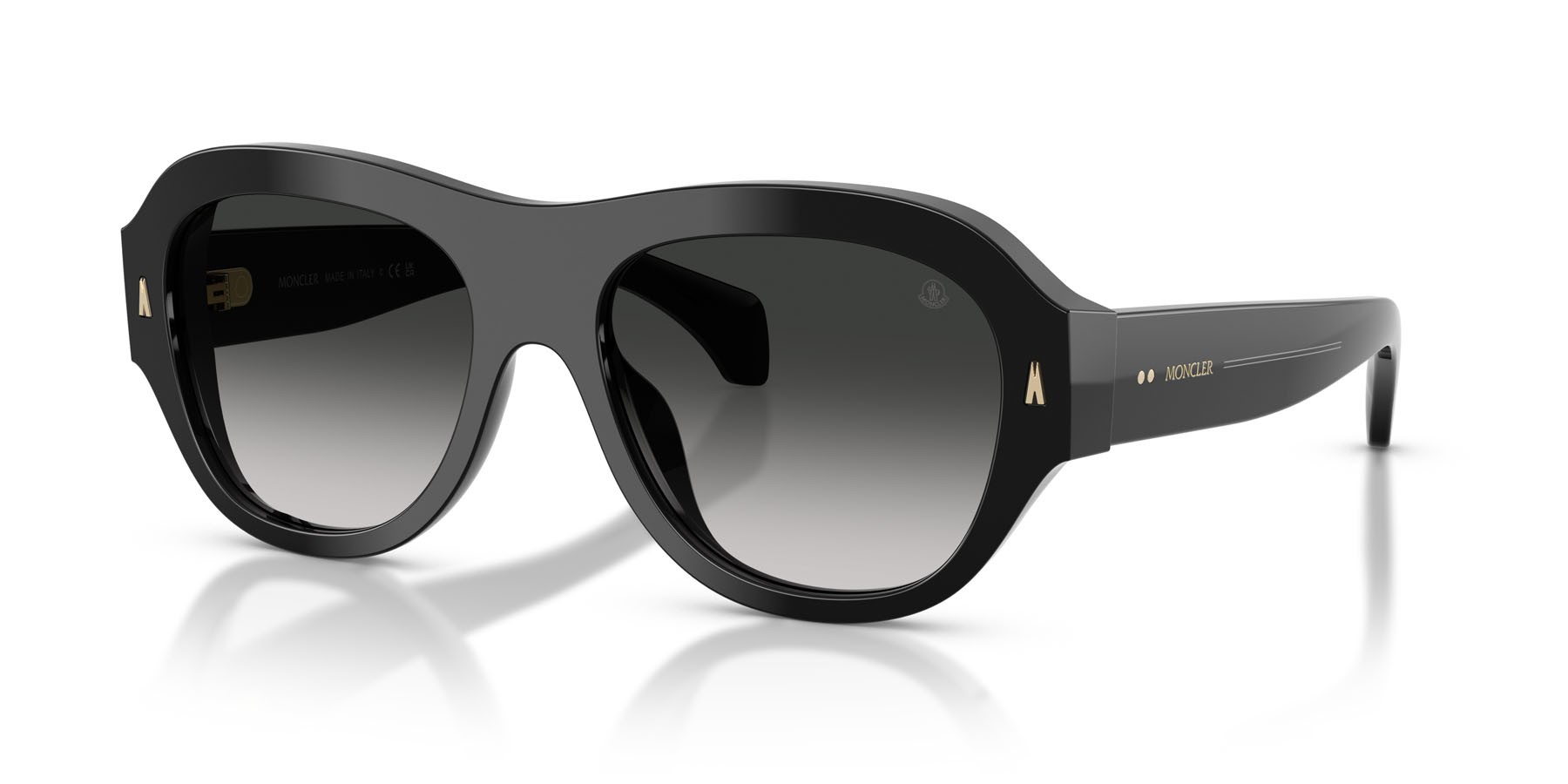 Occhiali da sole Moncler Elevane ME 6015U (30013C) colore nero lucido forma irregolare lenti dark gradient grey