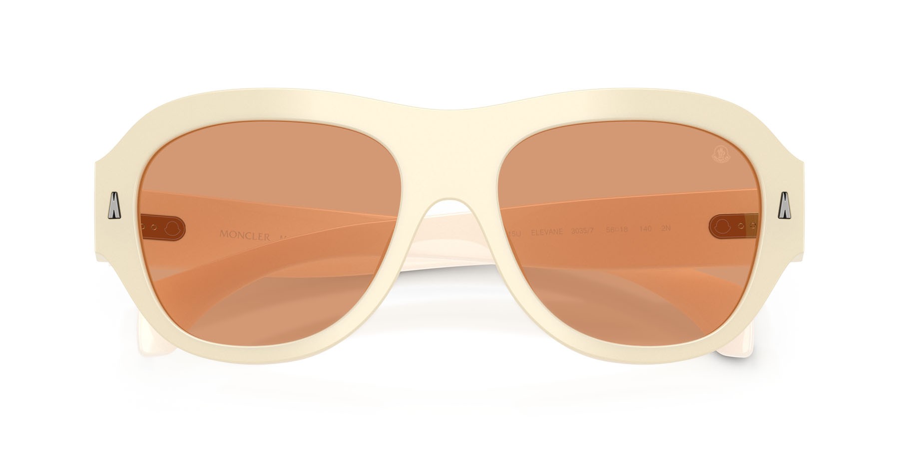 Occhiali da sole Moncler Elevane ME 6015U (3035/7) colore shiny opaline vanilla forma irregolare lenti solid warm brown
