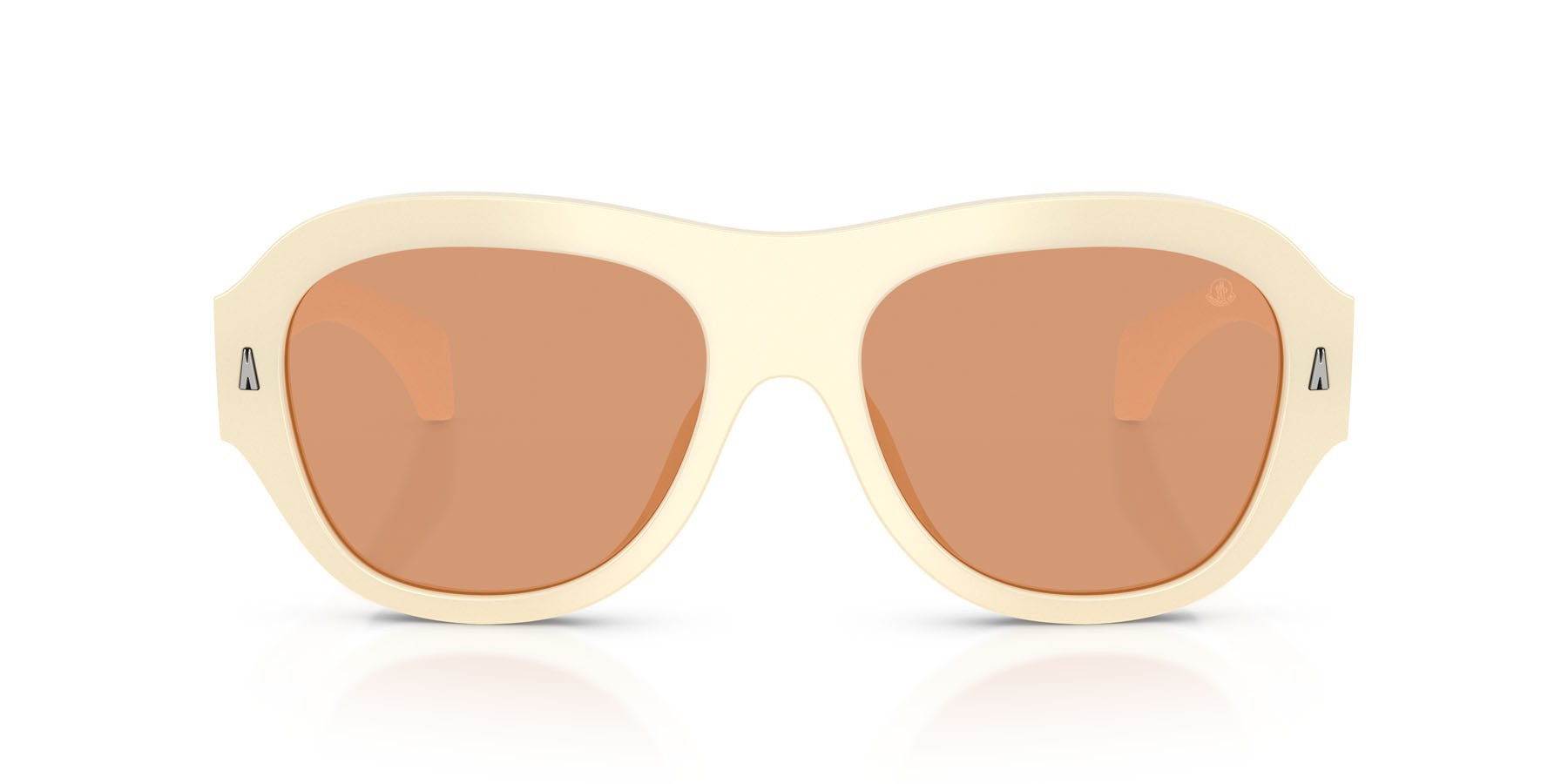 Occhiali da sole Moncler Elevane ME 6015U (3035/7) colore shiny opaline vanilla forma irregolare lenti solid warm brown