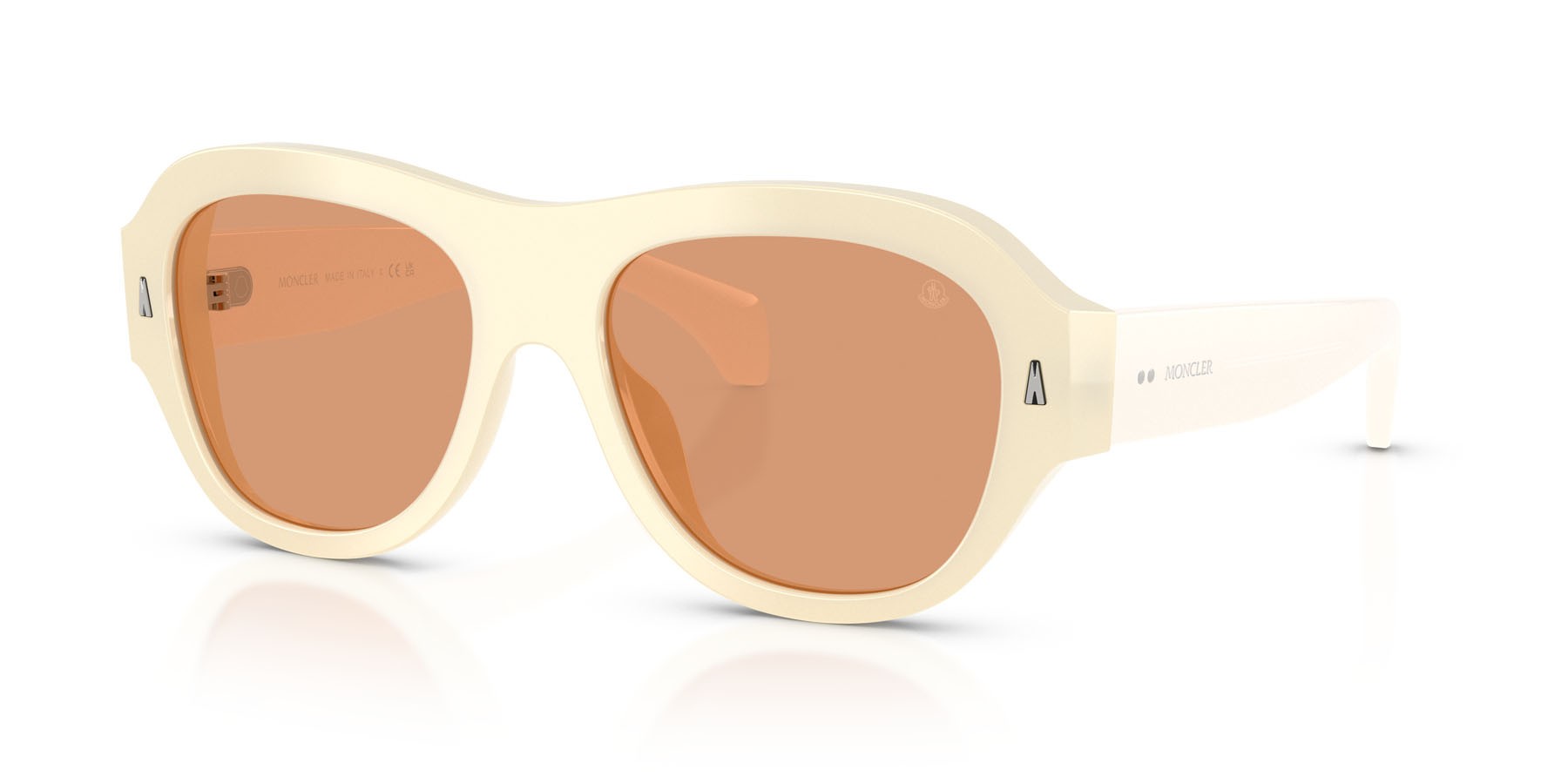 Occhiali da sole Moncler Elevane ME 6015U (3035/7) colore shiny opaline vanilla forma irregolare lenti solid warm brown