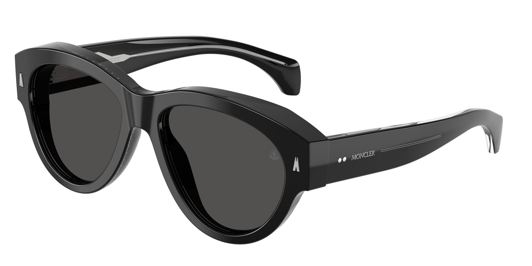 Sunglasses Moncler Chicane ME 6016U (300187) color nero lucido shape aviator lenses grigio scuro tinta unita