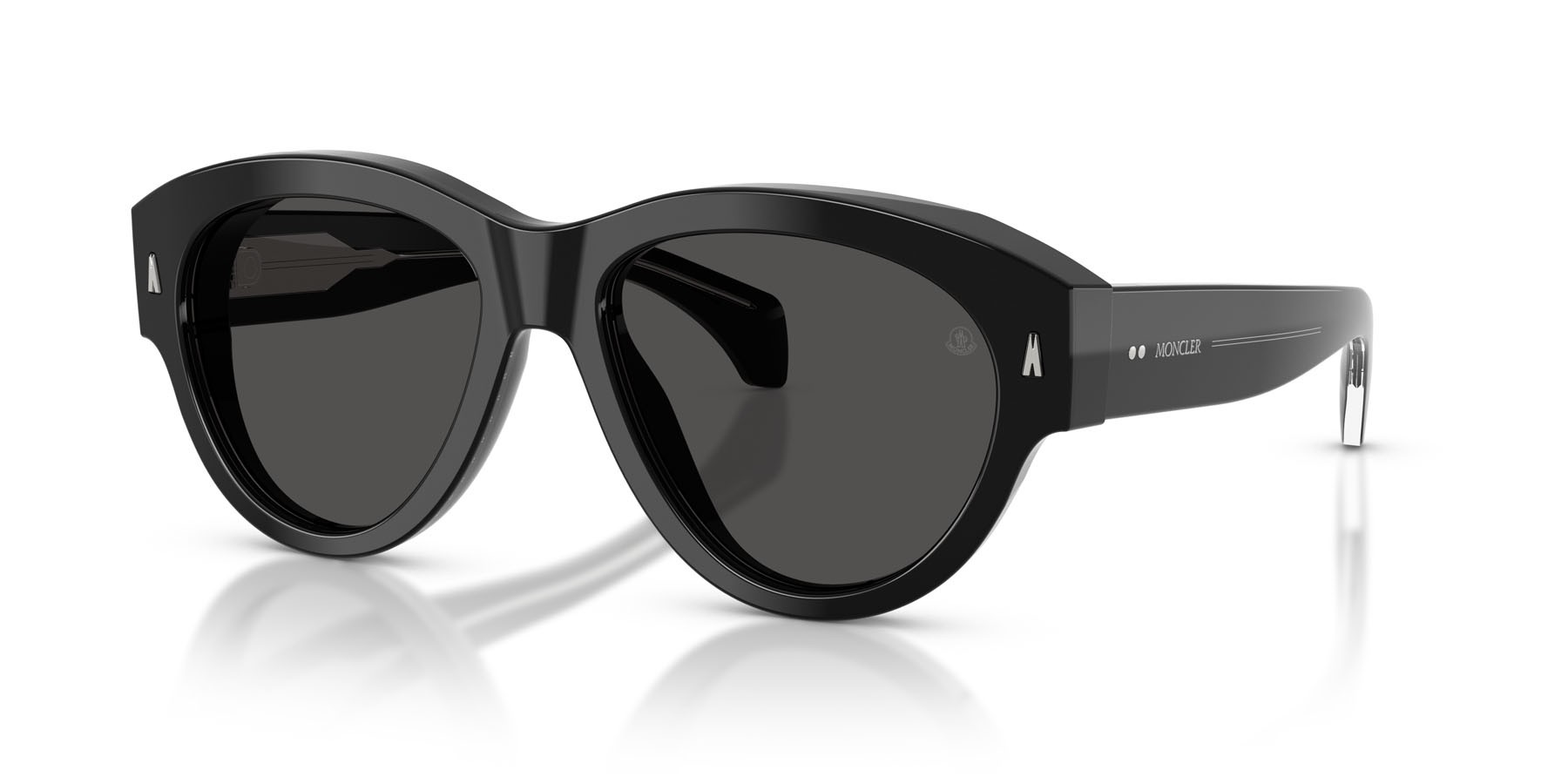 Sunglasses Moncler Chicane ME 6016U (300187) color nero lucido shape aviator lenses grigio scuro tinta unita