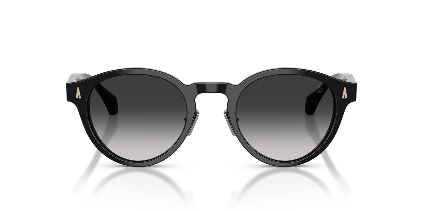 Sunglasses Moncler Ember ME 6017D (30013C) color nero lucido shape round lenses dark gradient grey