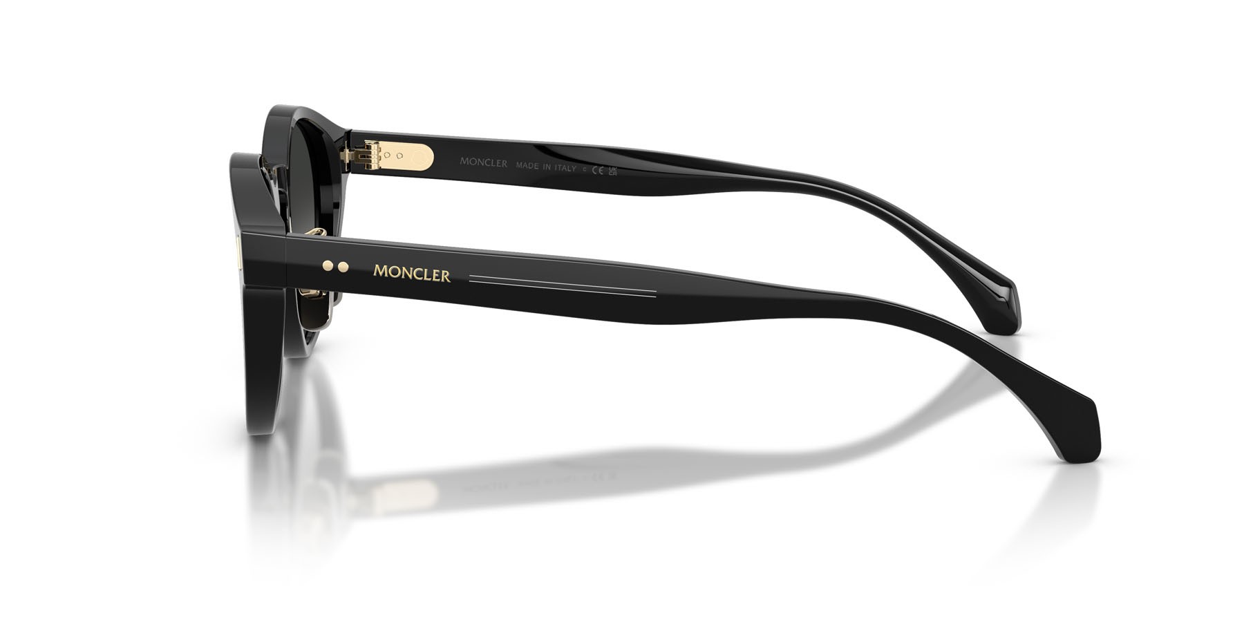 Sunglasses Moncler Ember ME 6017D (30013C) color nero lucido shape round lenses dark gradient grey