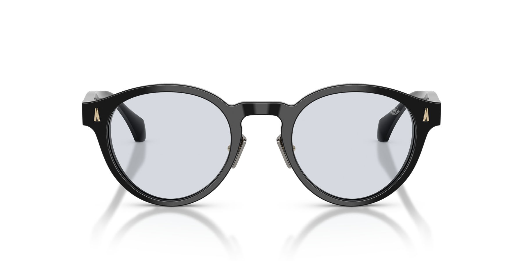 Sunglasses Moncler Ember ME 6017D (300172) color nero lucido shape round lenses solid light azure