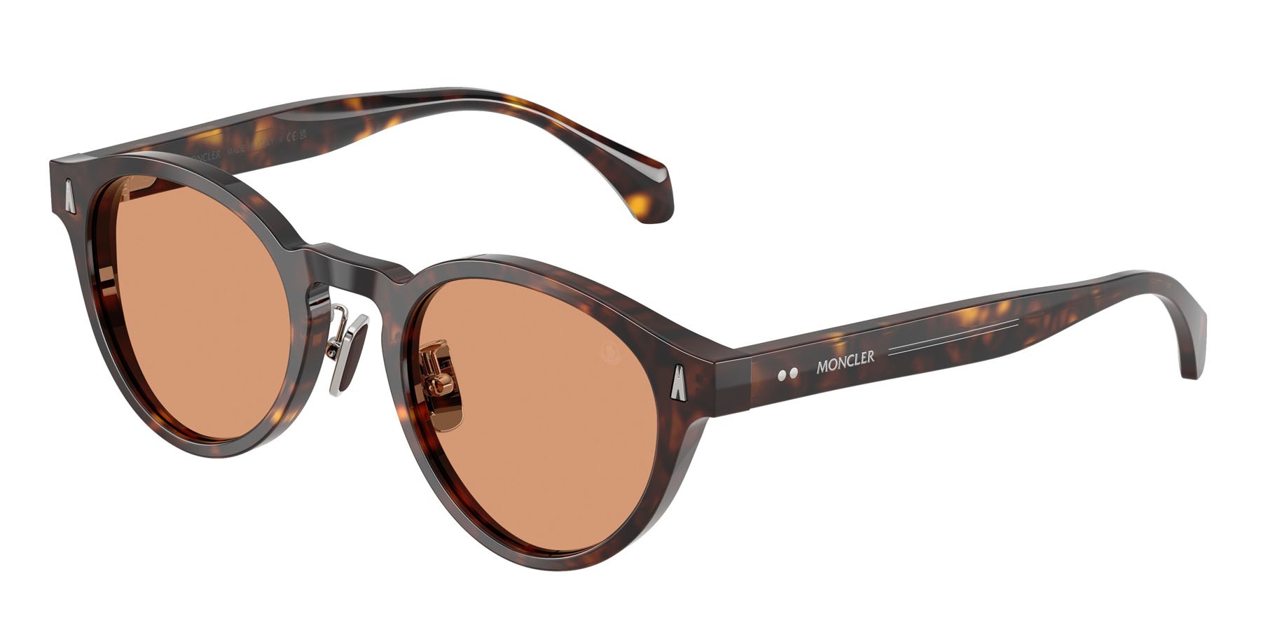 Sunglasses Moncler Ember ME 6017D (3002/7) color havana lucido shape round lenses marrone tinta unita