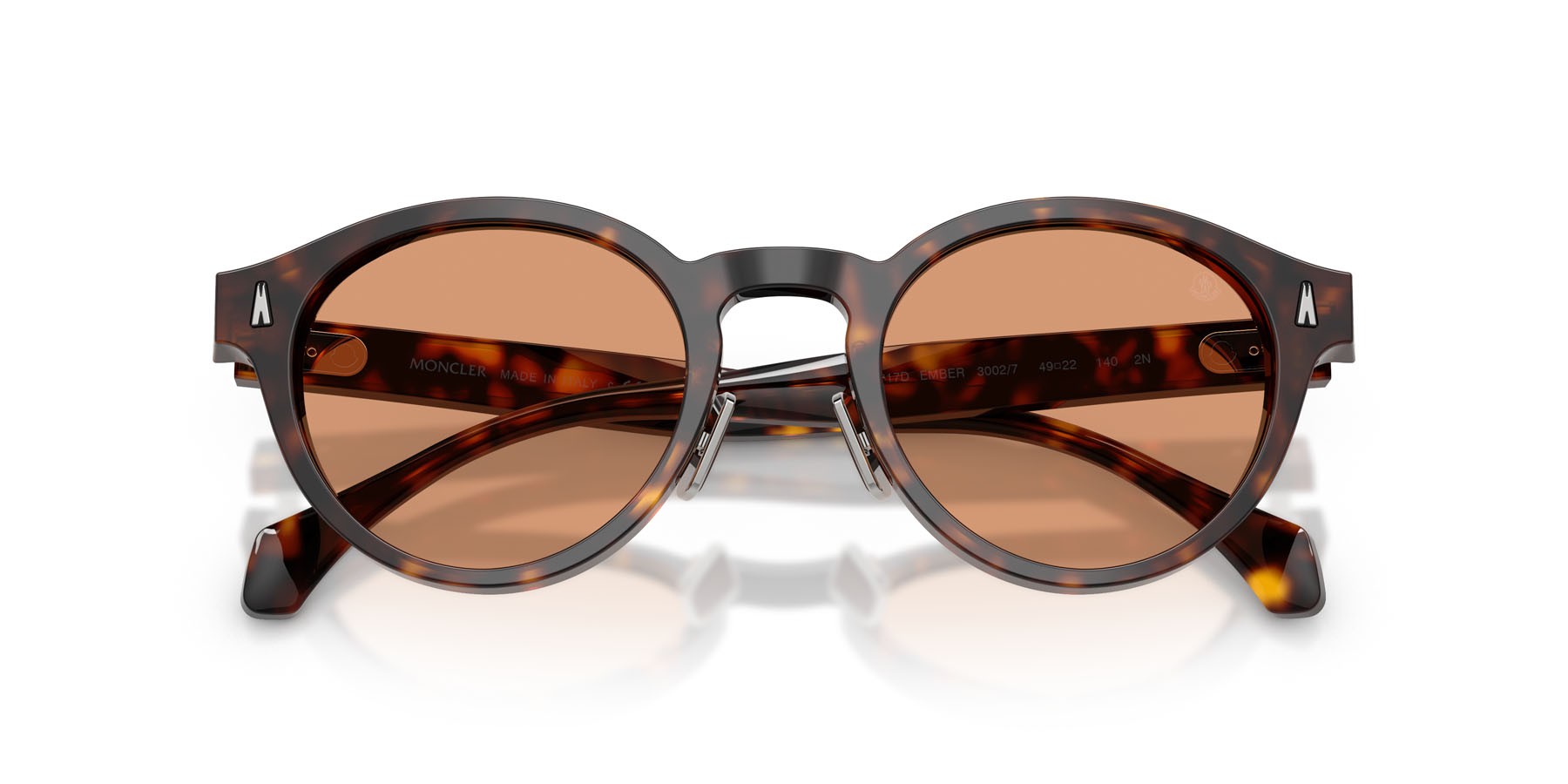 Sunglasses Moncler Ember ME 6017D (3002/7) color havana lucido shape round lenses marrone tinta unita