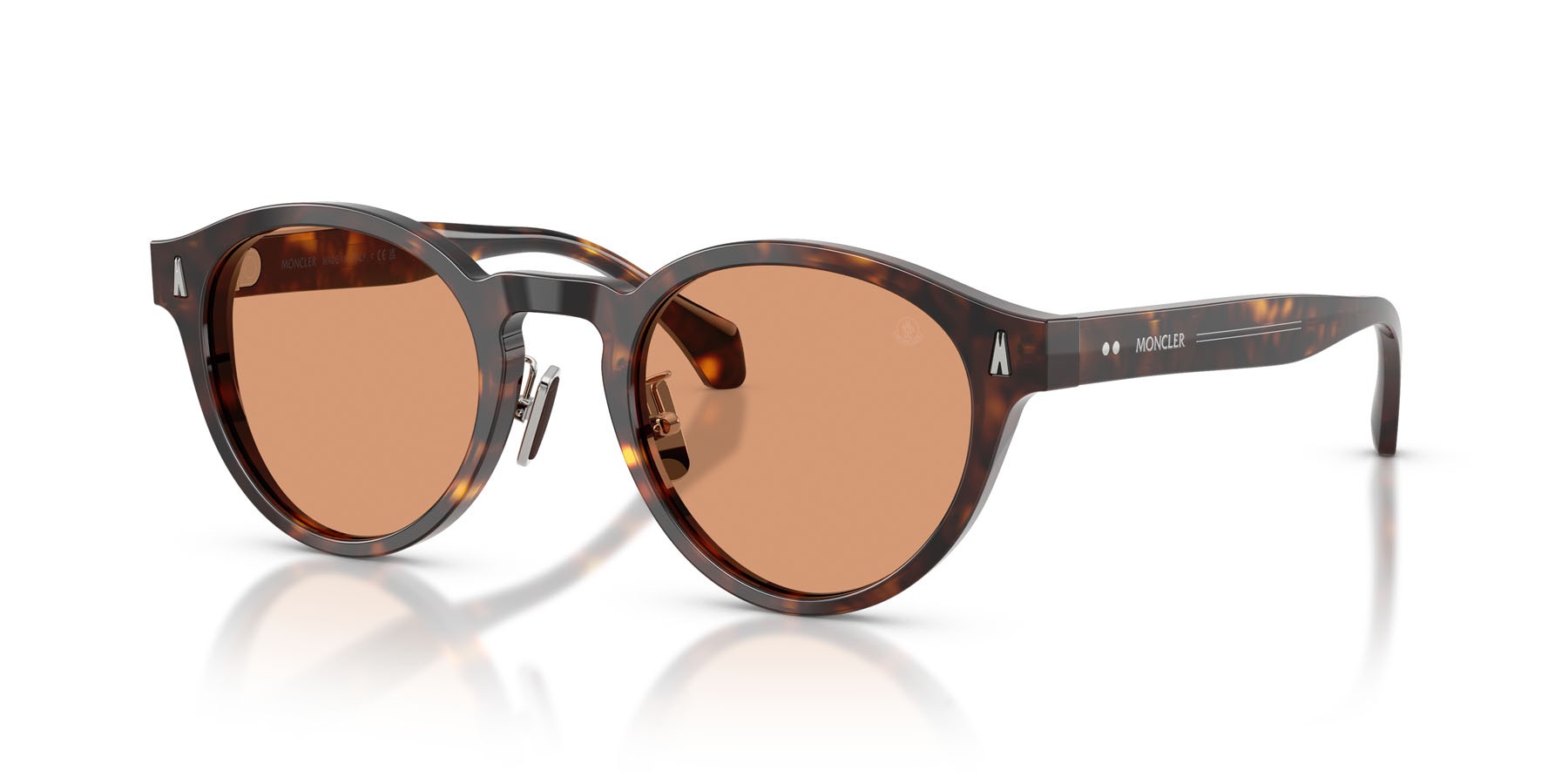 Sunglasses Moncler Ember ME 6017D (3002/7) color havana lucido shape round lenses marrone tinta unita
