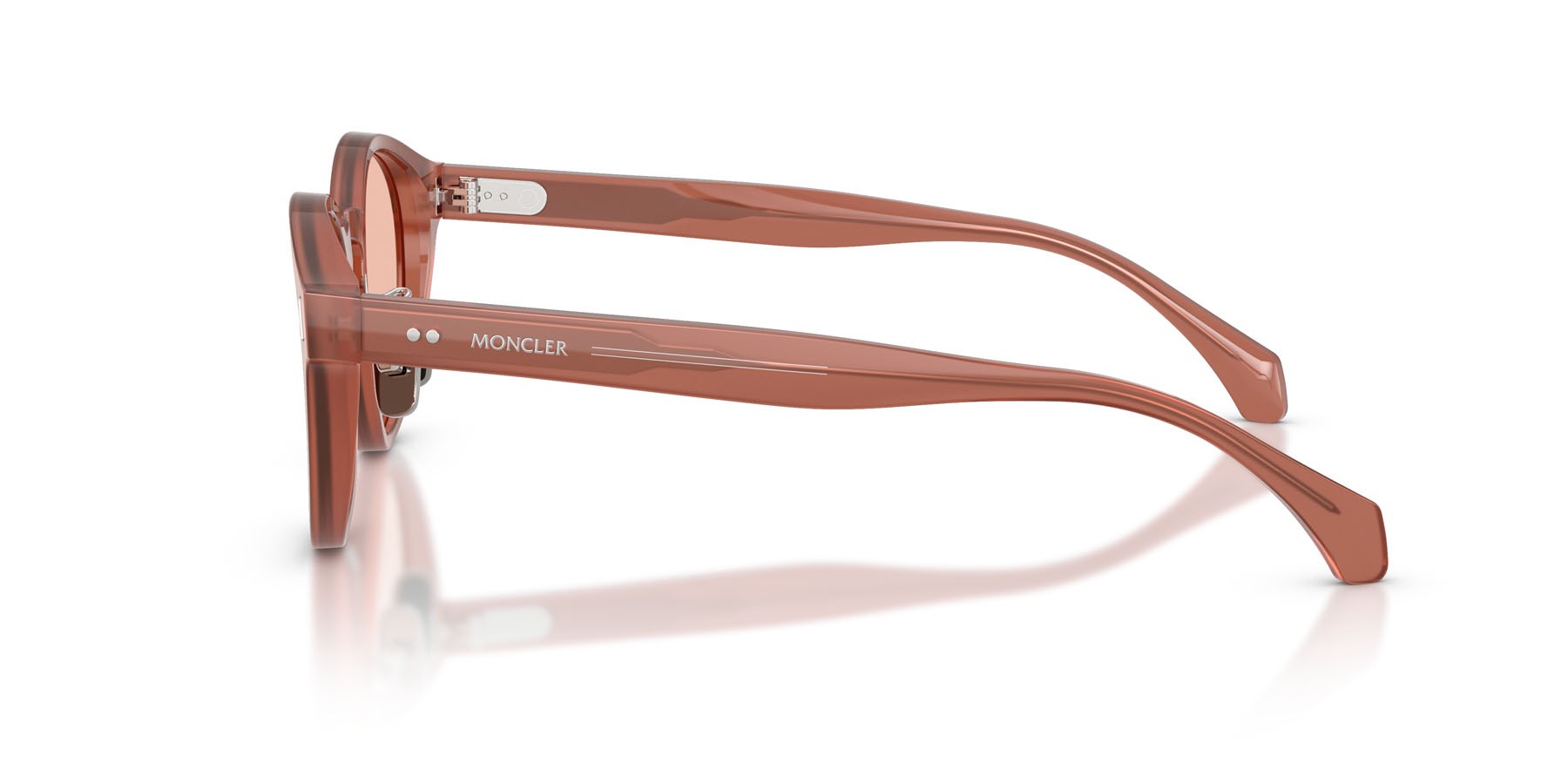 Sunglasses Moncler Ember ME 6017D (302684) color rosa opalino brillante shape round lenses solid light pink