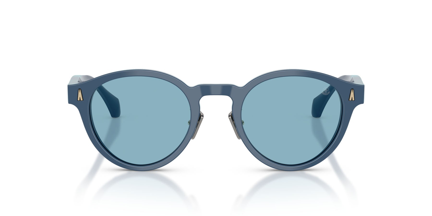Sunglasses Moncler Ember ME 6017D (3028N2) color azzurro brillante shape round lenses nxt photo azure