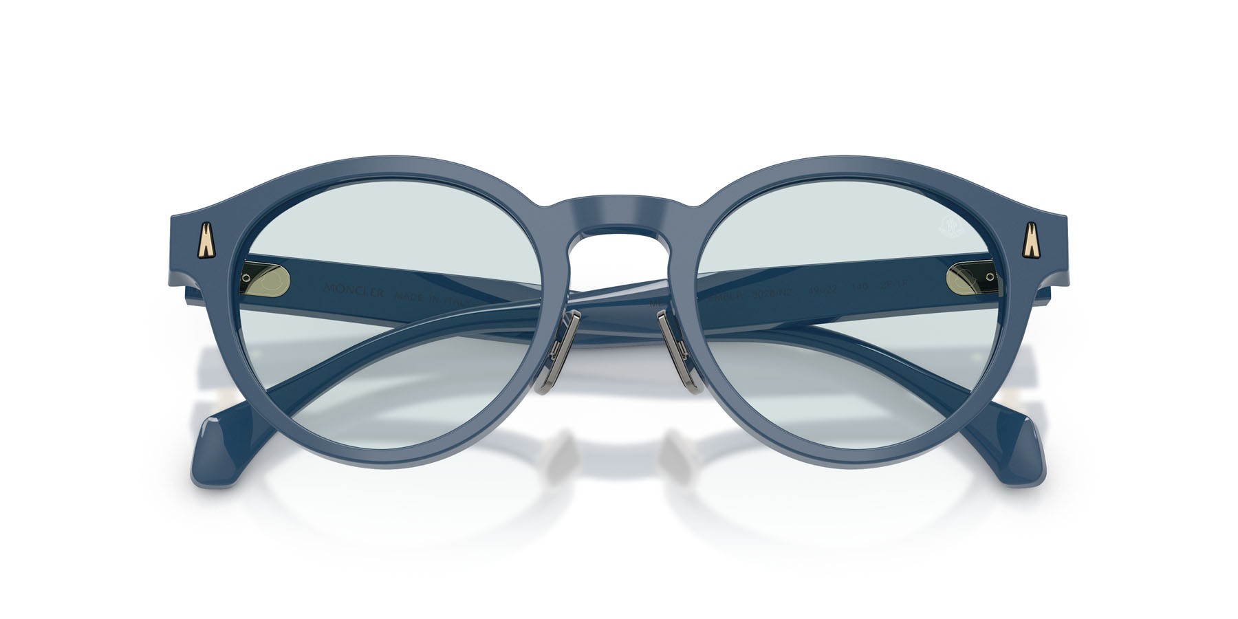 Sunglasses Moncler Ember ME 6017D (3028N2) color azzurro brillante shape round lenses nxt photo azure