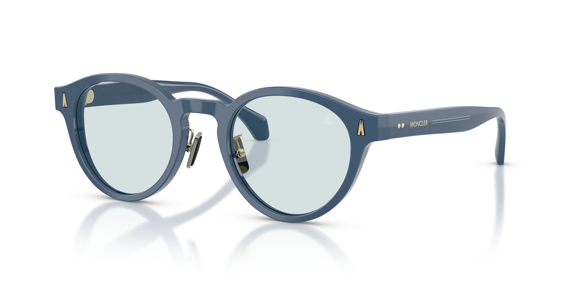 Sunglasses Moncler Ember ME 6017D (3028N2) color azzurro brillante shape round lenses nxt photo azure