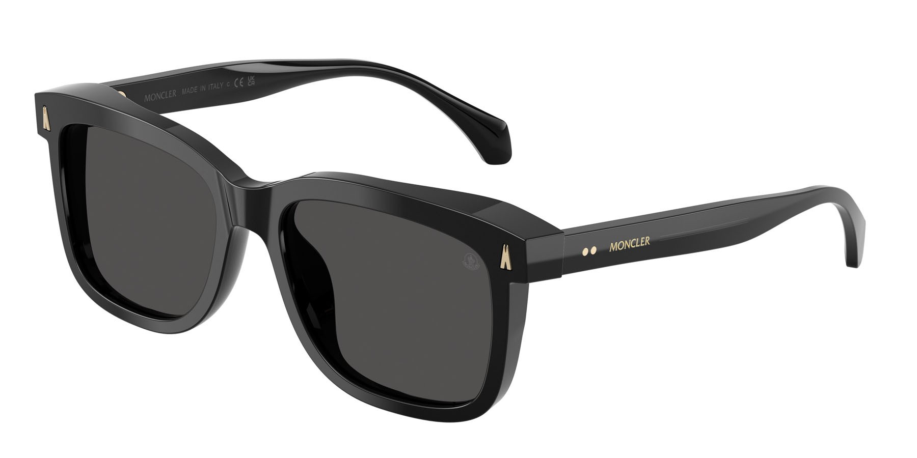 Occhiali da sole Moncler Valaire ME 6018 (300187) colore nero lucido forma quadrato lenti grigio scuro tinta unita