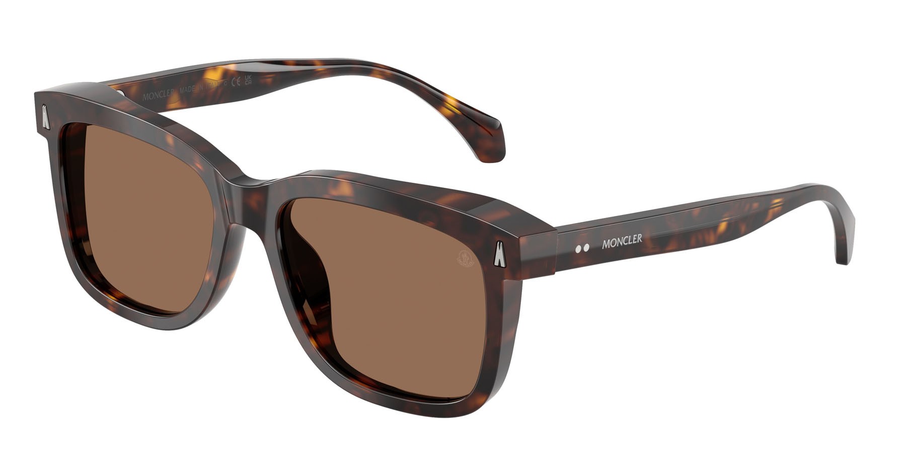 Occhiali da sole Moncler Valaire ME 6018 (300273) colore havana lucido forma quadrato lenti marrone tinta unita