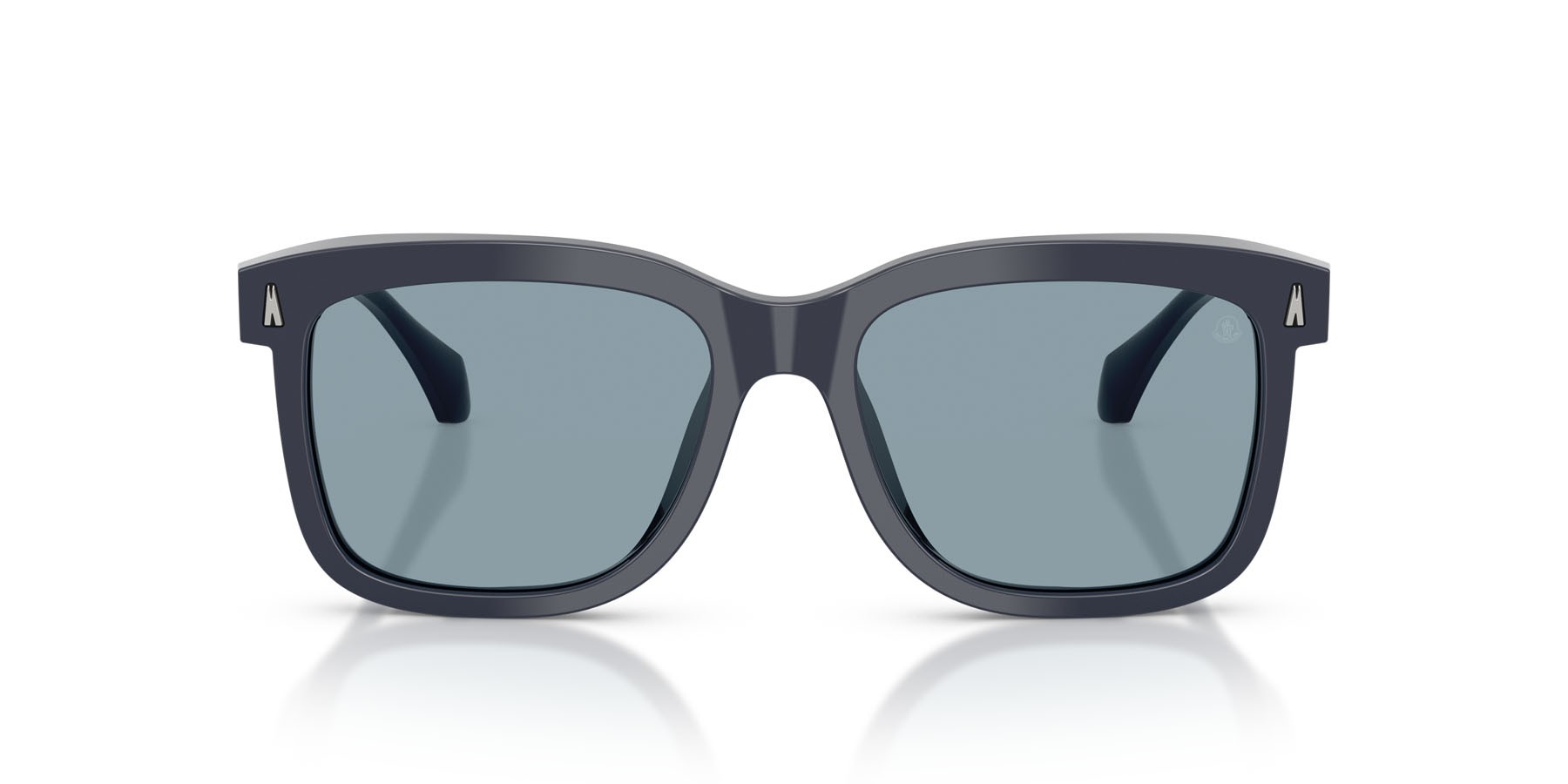 Occhiali da sole Moncler Valaire ME 6018 (302072) colore blu scuro brillante forma quadrato lenti azzurro