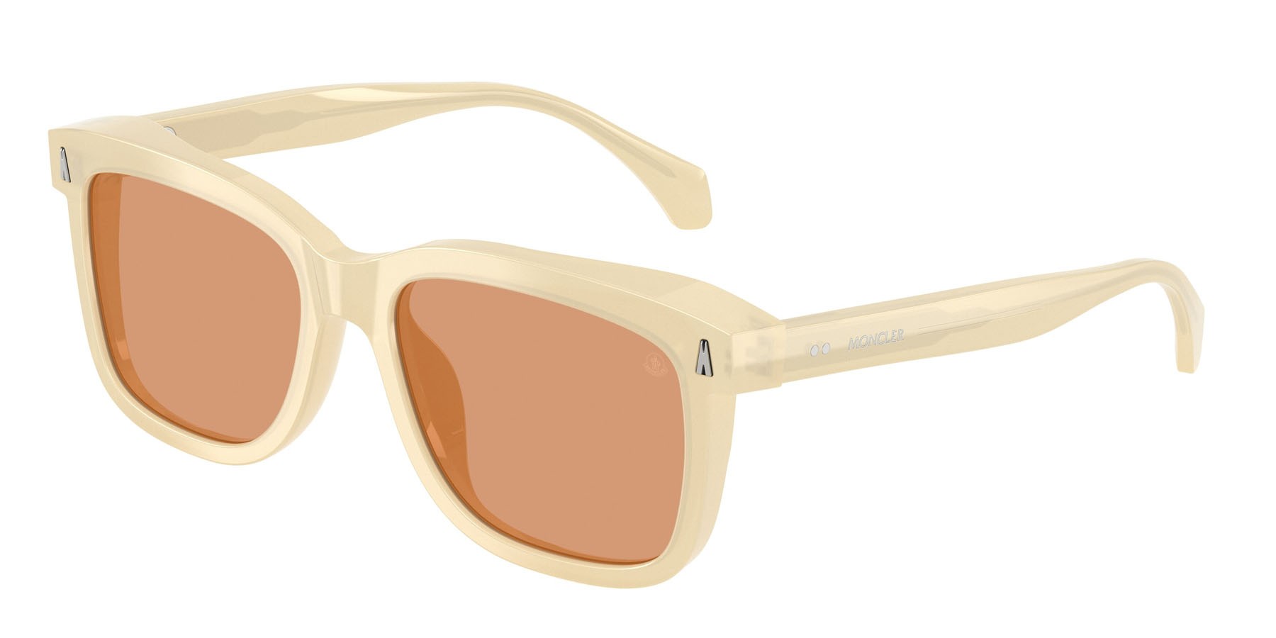 Occhiali da sole Moncler Valaire ME 6018 (3035/7) colore shiny opaline vanilla forma quadrato lenti solid warm brown