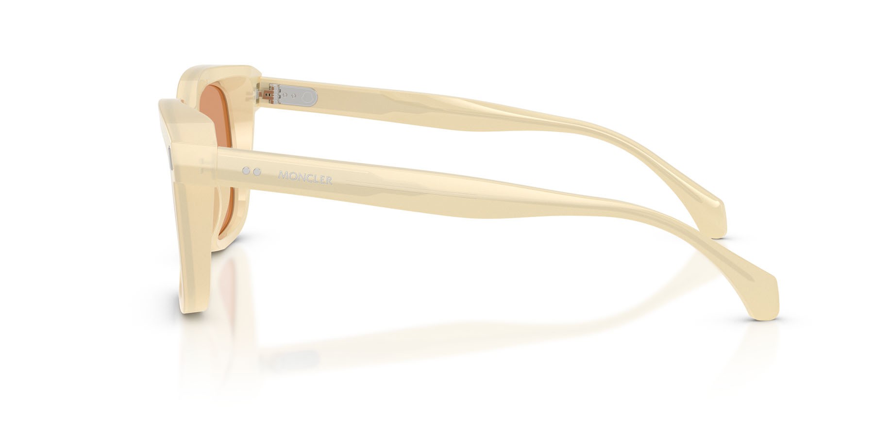 Occhiali da sole Moncler Valaire ME 6018 (3035/7) colore shiny opaline vanilla forma quadrato lenti solid warm brown