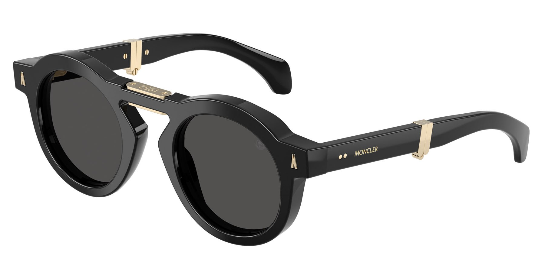 Sunglasses Moncler Glisse ME 6019U (300187) color nero lucido shape round lenses grigio scuro tinta unita