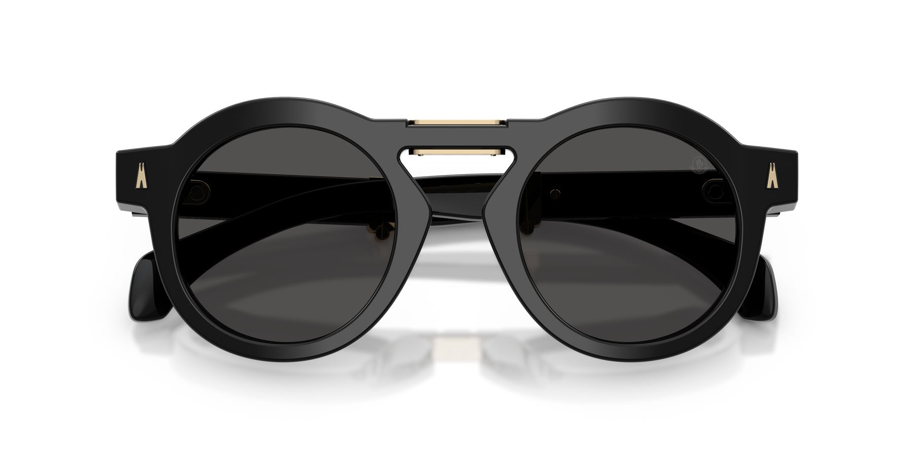 Sunglasses Moncler Glisse ME 6019U (300187) color nero lucido shape round lenses grigio scuro tinta unita
