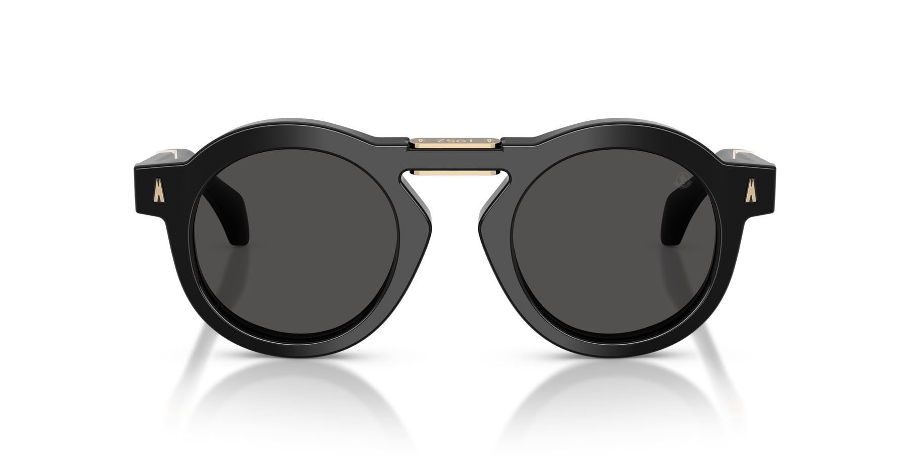 Sunglasses Moncler Glisse ME 6019U (300187) color nero lucido shape round lenses grigio scuro tinta unita
