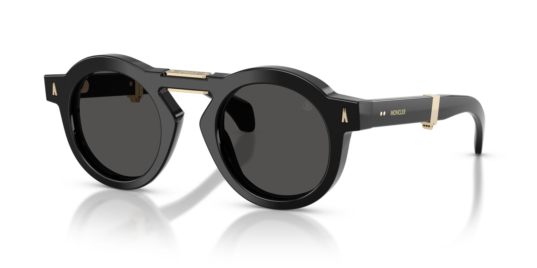 Sunglasses Moncler Glisse ME 6019U (300187) color nero lucido shape round lenses grigio scuro tinta unita