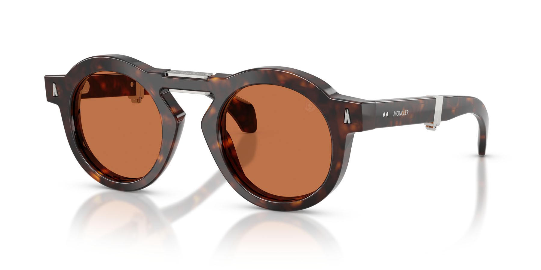Occhiali da sole Moncler Glisse ME 6019U (300273) colore havana lucido forma rotondo lenti marrone tinta unita