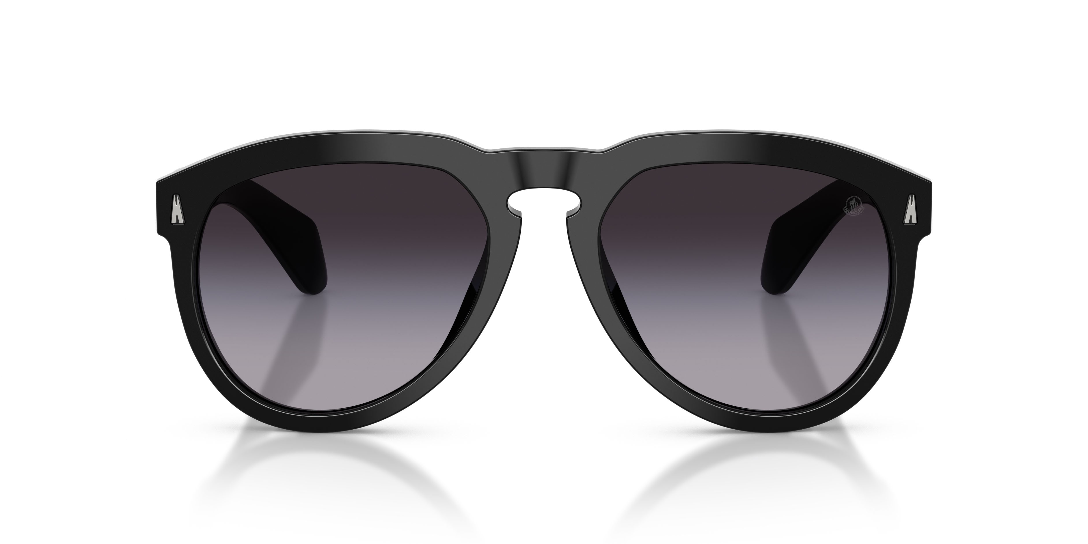 Occhiali da sole Moncler Isopleth ME 6020U (30018G) colore nero lucido forma aviator lenti grigio chiaro sfumato